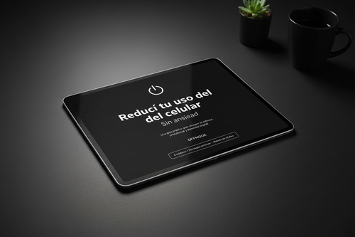 Mockup ebook OFFMODE en iPad - Reducí tu uso del celular sin ansiedad